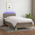 Pat cu arcuri, saltea și LED, gri taupe, 160x200 cm, textil GartenMobel Dekor