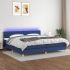 Pat cu arcuri, saltea și LED, gri deschis, 200x200 cm, textil GartenMobel Dekor
