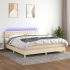 Pat cu arcuri, saltea și LED, gri deschis, 160x200 cm, textil  GartenMobel Dekor