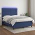 Pat cu arcuri, saltea și LED, albastru, 120x190 cm, textil GartenMobel Dekor