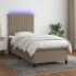 Pat cu arcuri, saltea și LED, gri taupe, 120x190 cm, textil GartenMobel Dekor