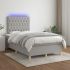 Pat cu arcuri, saltea și LED, gri deschis, 80x200 cm, textil GartenMobel Dekor