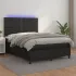 Pat cu arcuri, saltea și LED, negru, 200x200cm, piele ecologică GartenMobel Dekor