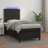 Pat cu arcuri, saltea și LED, negru, 200x200cm, piele ecologică GartenMobel Dekor