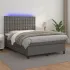 Pat cu arcuri, saltea și LED, alb, 140x200 cm, piele eco GartenMobel Dekor