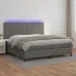 Pat cu arcuri, saltea și LED, negru, 200x200cm, piele ecologică GartenMobel Dekor
