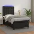 Pat cu arcuri, cu saltea și LED, alb, 100x200 cm, piele eco GartenMobel Dekor