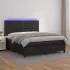 Pat cu arcuri, saltea și LED, negru, 200x200cm, piele ecologică GartenMobel Dekor