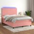 Pat continental cu saltea & LED, roz, 200x200 cm, catifea GartenMobel Dekor