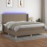 Pat cu arcuri, saltea și LED, gri taupe, 140x190 cm, textil GartenMobel Dekor