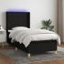 Pat cu arcuri, saltea și LED, gri deschis, 90x200 cm, textil GartenMobel Dekor