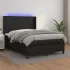 Pat cu arcuri, saltea și LED, negru, 90x190 cm, piele ecologică GartenMobel Dekor