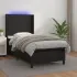 Pat cu arcuri, saltea și LED, negru, 90x190 cm, piele ecologică GartenMobel Dekor