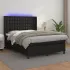 Pat cu arcuri, cu saltea & LED, gri, 140x190 cm, piele eco GartenMobel Dekor
