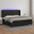 Pat cu arcuri, saltea și LED, negru, 90x190 cm, piele ecologică GartenMobel Dekor