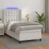 Pat cu arcuri, cu saltea & LED, alb, 140x190 cm, piele eco GartenMobel Dekor