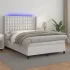 Pat cu arcuri, cu saltea & LED, gri, 140x190 cm, piele eco GartenMobel Dekor