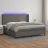 Pat cu arcuri, saltea și LED, gri, 90x190 cm, piele ecologică GartenMobel Dekor