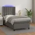 Pat cu arcuri, cu saltea & LED, gri, 140x190 cm, piele eco GartenMobel Dekor