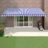 Copertină retractabilă automată, galben și alb, 5x3 m GartenMobel Dekor
