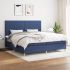 Pat continental cu saltea, albastru, 160x200cm, material textil GartenMobel Dekor
