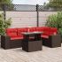 Set mobilier grădină perne 6 piese negru poliratan/lemn acacia GartenMobel Dekor