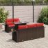 Set mobilier grădină perne 6 piese negru poliratan/lemn acacia GartenMobel Dekor