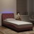 Cadru de pat cu lumini LED, roz, 140x190 cm, catifea GartenMobel Dekor