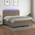 Pat cu arcuri, saltea și LED, gri taupe, 120x190 cm, textil GartenMobel Dekor