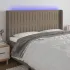 Tăblie de pat cu LED, gri taupe, 203x16x118/128 cm, textil GartenMobel Dekor