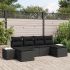 Set de canapea de grădină cu 6 piese și perne - Ratan poli negru GartenMobel Dekor