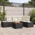 Set de canapea pentru grădină din 5 piese cu perne, negru, poliratán, acacia GartenMobel Dekor