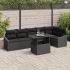 Set de sofa de grădină cu 7 piese și perne negre din ratan poli GartenMobel Dekor