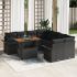 Set de sofa de grădină cu 9 piese cu perne Negru Ratan Poly Acacia GartenMobel Dekor