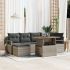 Set de 7 Piese Sofa de Grădină  cu Perne Negru Ratan Poli Acacia, Sofa de Grădină  cu 2 locuri cu Perne Negru Ratan Poli GartenMobel Dekor