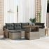Set de 7 Piese Sofa Grădină cu Pernuțe Negru din Ratan Polimer Acacia, Sofa Grădină cu 2 Locuri și Pernuțe Negre din Ratan Polimer GartenMobel Dekor