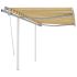 Copertină retractabilă manual, cu stâlpi galben/alb, 4x3,5 m GartenMobel Dekor