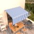 Copertină retractabilă manual cu stor, albastru&alb, 4x3 m GartenMobel Dekor