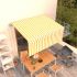 Copertină retractabilă automat cu stor, albastru&alb, 3,5x2,5 m   GartenMobel Dekor