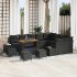 Set canapea grădină cu perne Negru Poly Rattan Acacia 13 piese,  Set dining grădină cu perne Negru Poly Rattan Acacia 4 piese,  Canapea grădină pentru două persoane cu perne Negru Poly Rattan GartenMobel Dekor