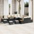 Set de canapele de grădină  13 piese cu perne Ratan negru Acacia, Set de dining de grădină  3 piese cu perne Ratan negru Acacia GartenMobel Dekor