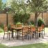 Set Dining 9 Piese Grădină Negru Poly Rattan Acacia,  Scaune Grădină Stivuibile cu Pernă 2 buc Negru Poly Rattan,  Masă Grădină 200x90x75 cm Lemn Solid Acacia și Metal GartenMobel Dekor