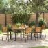 Set Dining Grădină  7 Piese Negru Poly Rattan Acacia, Scaune Grădină Stivuibile  cu Perne 2 buc Negru Poly Rattan GartenMobel Dekor