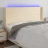 Tăblie de pat cu LED, gri deschis, 183x16x118/128 cm, textil GartenMobel Dekor