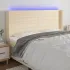 Tăblie de pat cu LED, gri deschis, 203x16x118/128 cm, textil GartenMobel Dekor