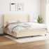 Pat box spring cu saltea, crem, 160x200 cm, material textil GartenMobel Dekor
