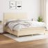Pat box spring cu saltea, crem, 160x200 cm, material textil GartenMobel Dekor