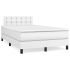 Pat box spring cu saltea, alb, 100x200 cm, piele ecologică GartenMobel Dekor