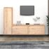 Comode TV, 3 buc., alb, lemn masiv de pin GartenMobel Dekor