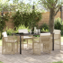 Set dining grădină 5 piese cu perne Ratan Bej, Masă grădină  Neagră 160x80x73 cm Sticla securizată GartenMobel Dekor